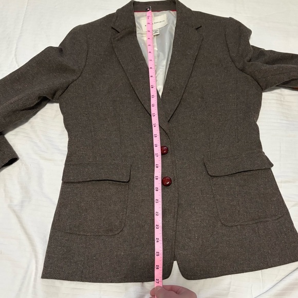 Banana Republic Equestrian Wool Tweed Elbow Patch Schoolboy Brown Blazer size 10 - Picture 14 of 16